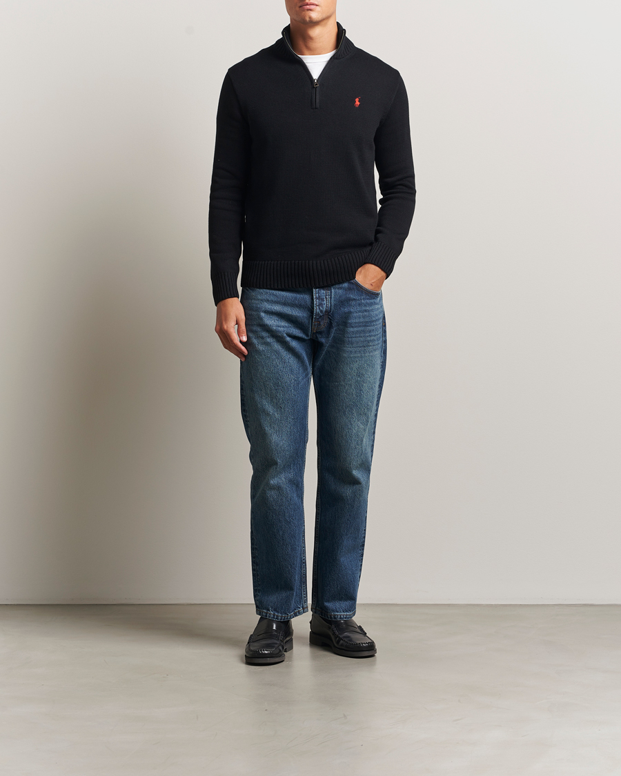 Herre | Trøjer | Polo Ralph Lauren | Cotton Pullover Half-Zip Polo Black