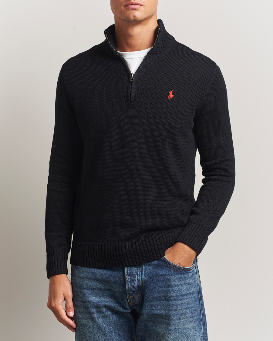 Herre | Trøjer | Polo Ralph Lauren | Cotton Pullover Half-Zip Polo Black