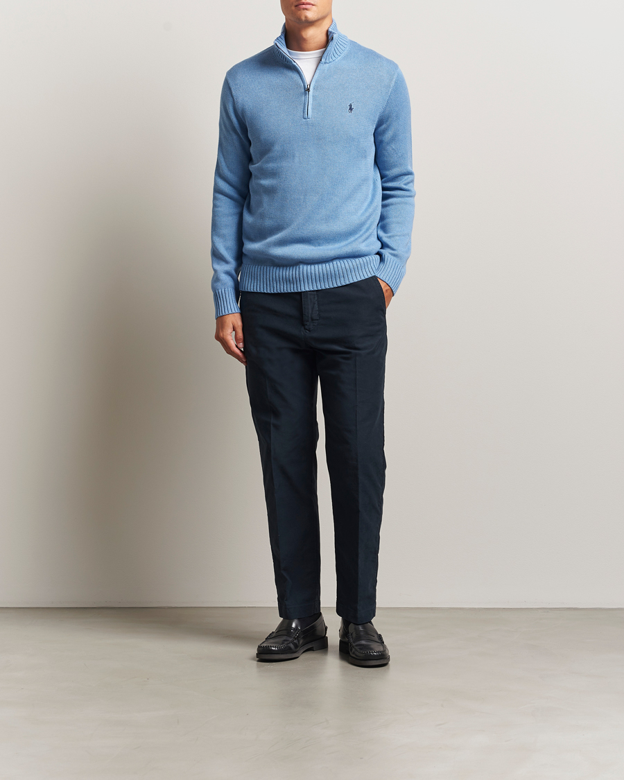 Herre | Trøjer | Polo Ralph Lauren | Cotton Pullover Half Zip Soft Royal Heather