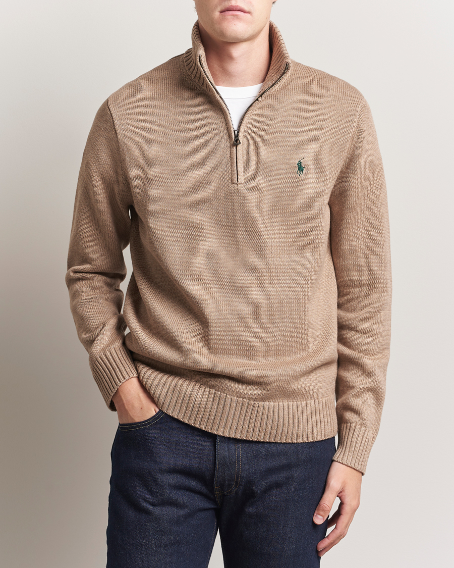 Herre | Trøjer | Polo Ralph Lauren | Cotton Pullover Half-Zip Bronze Melange