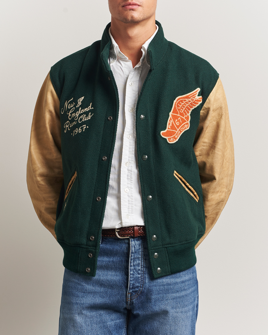 Herre | Jakker | Polo Ralph Lauren | Varsity Wool/Leather Bomber Jacket Churchill Green
