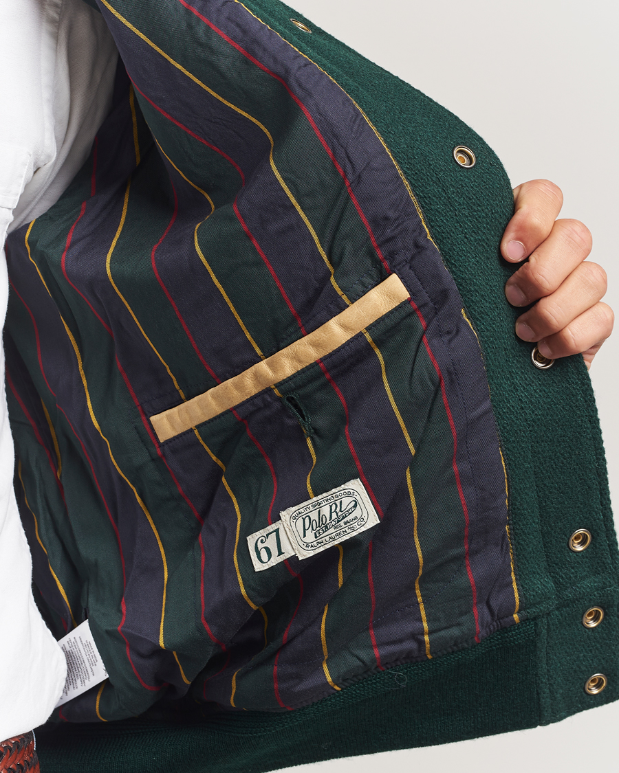 Herre | Jakker | Polo Ralph Lauren | Varsity Wool/Leather Bomber Jacket Churchill Green