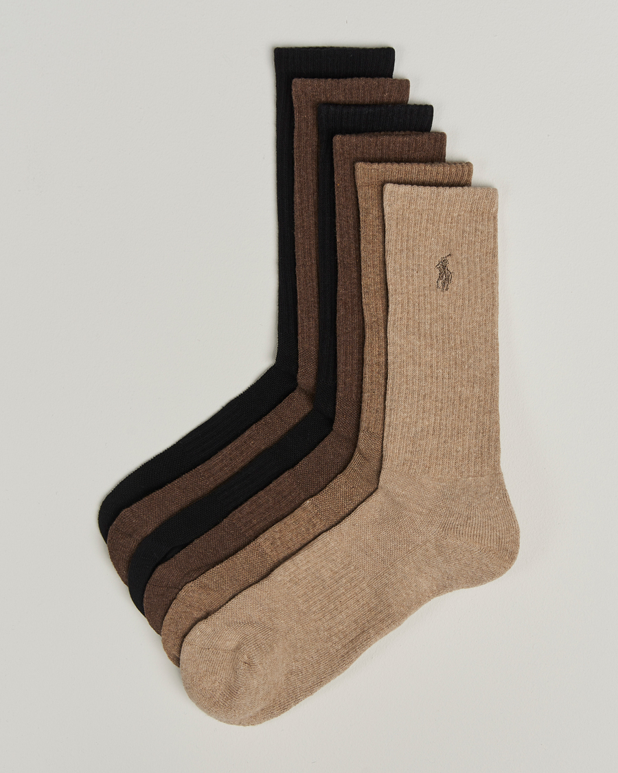 Herre | Undertøj | Polo Ralph Lauren | 6-Pack Cotton Rib Sock Brown Assorted