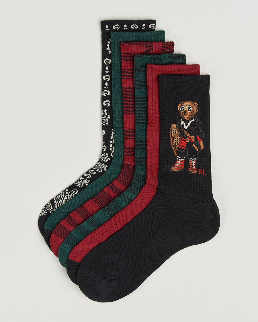 Herre | Undertøj | Polo Ralph Lauren | 6-Pack Crew Sock Red/Green/Black