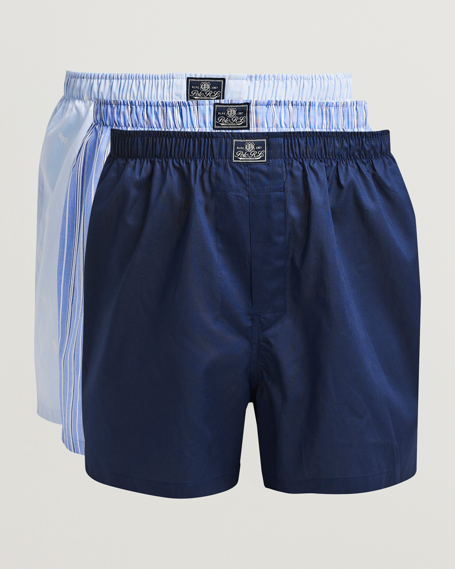 Herre | Undertøj | Polo Ralph Lauren | 3-Pack Woven Boxer Blue/Navy/Blue Stripe