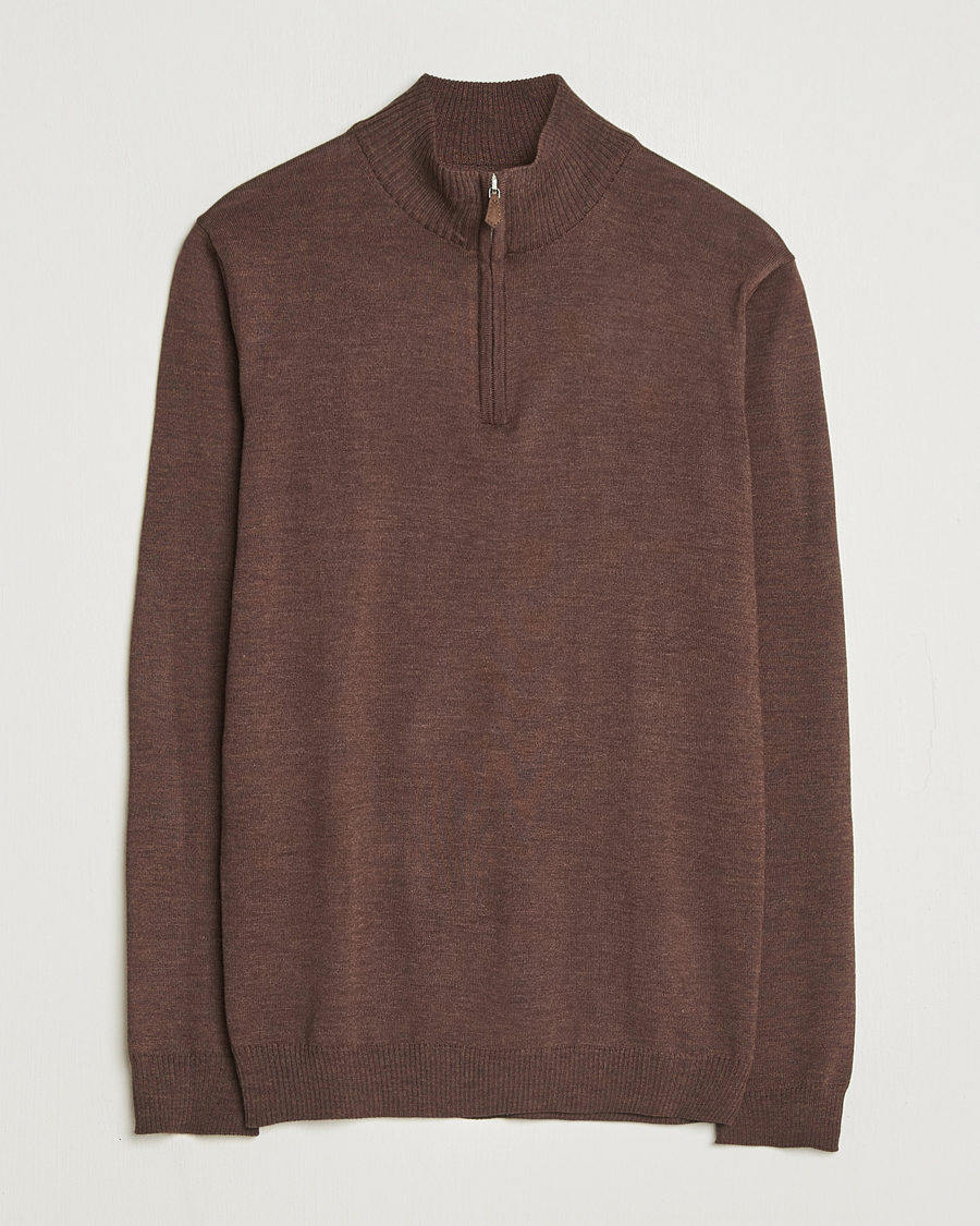 Herre | Trøjer | Stenströms | Merino Half-Zip Dark Brown
