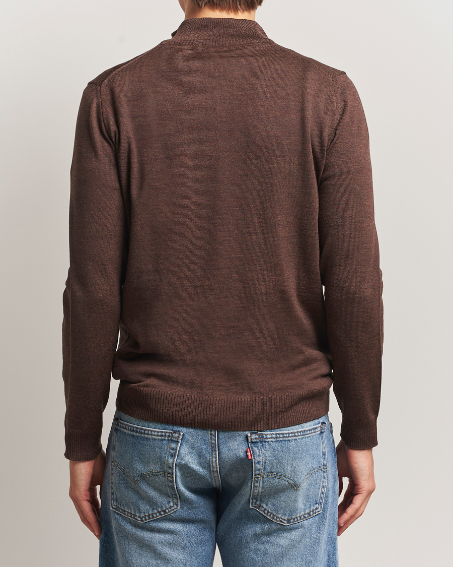 Herre | Trøjer | Stenströms | Merino Half-Zip Dark Brown