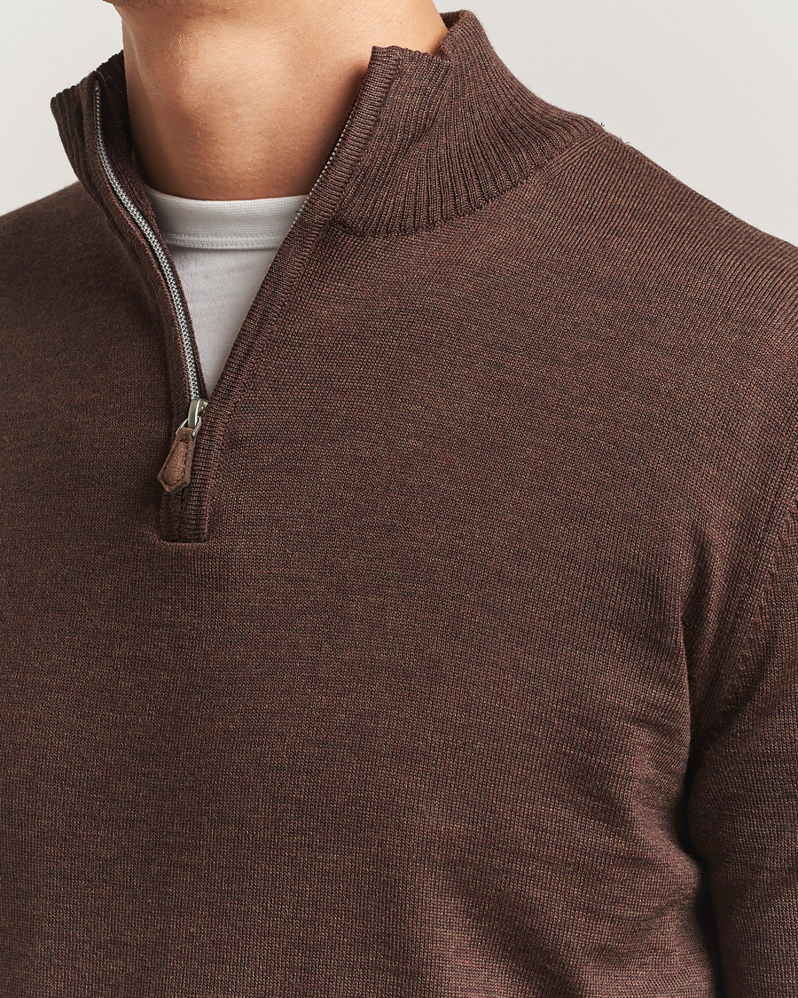 Herre | Trøjer | Stenströms | Merino Half-Zip Dark Brown
