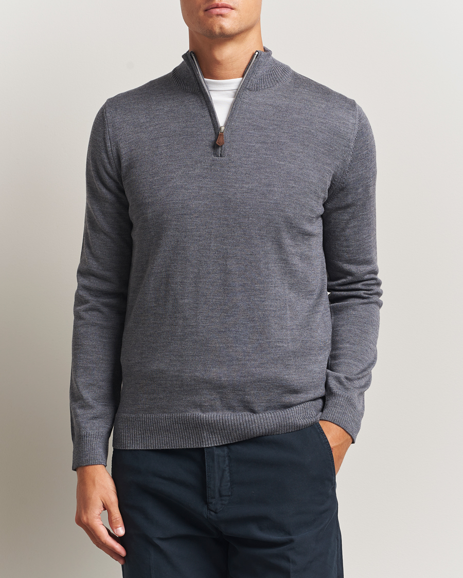 Herre | Trøjer | Stenströms | Merino Half-Zip Grey