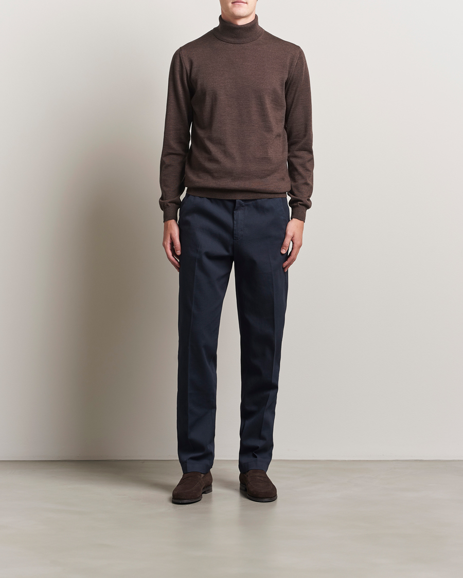 Herre | Trøjer | Stenströms | Merino Rollneck Dark Brown