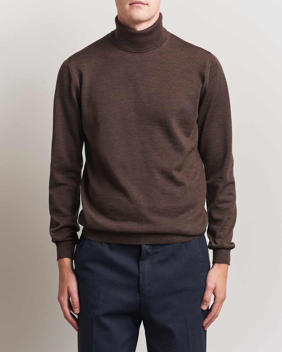 Herre | Trøjer | Stenströms | Merino Rollneck Dark Brown