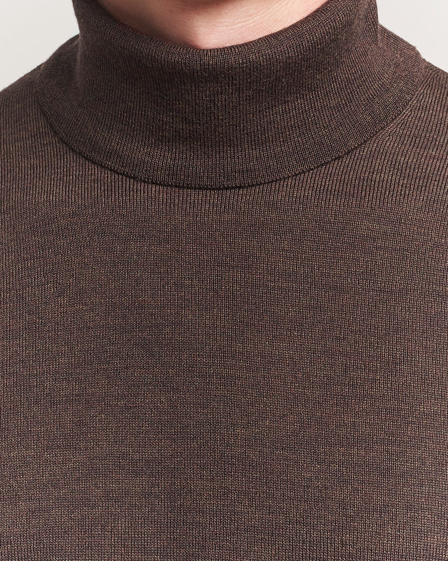 Herre | Trøjer | Stenströms | Merino Rollneck Dark Brown