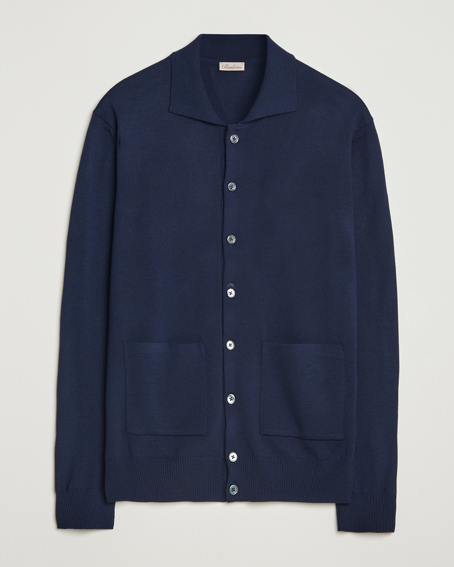 Herre | Trøjer | Stenströms | Merino Pocket Cardigan Navy