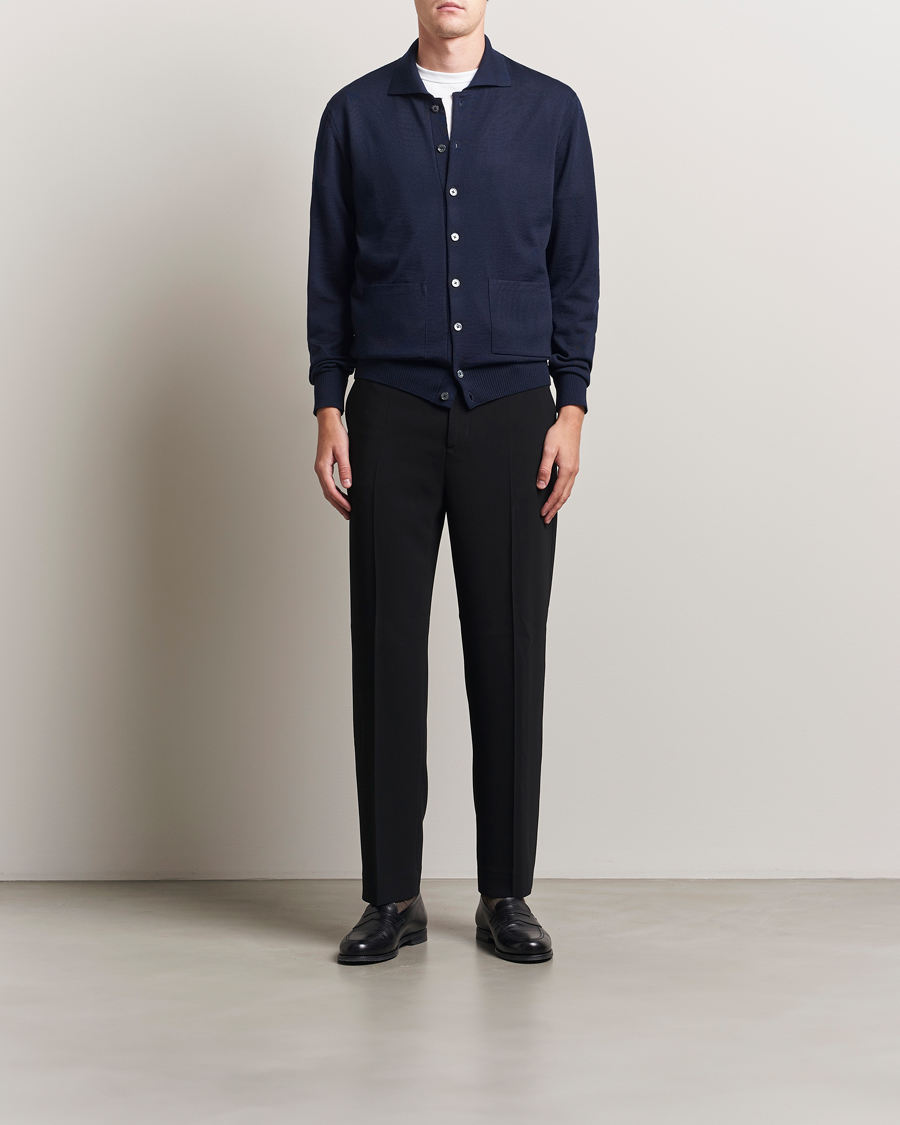 Herre | Trøjer | Stenströms | Merino Pocket Cardigan Navy