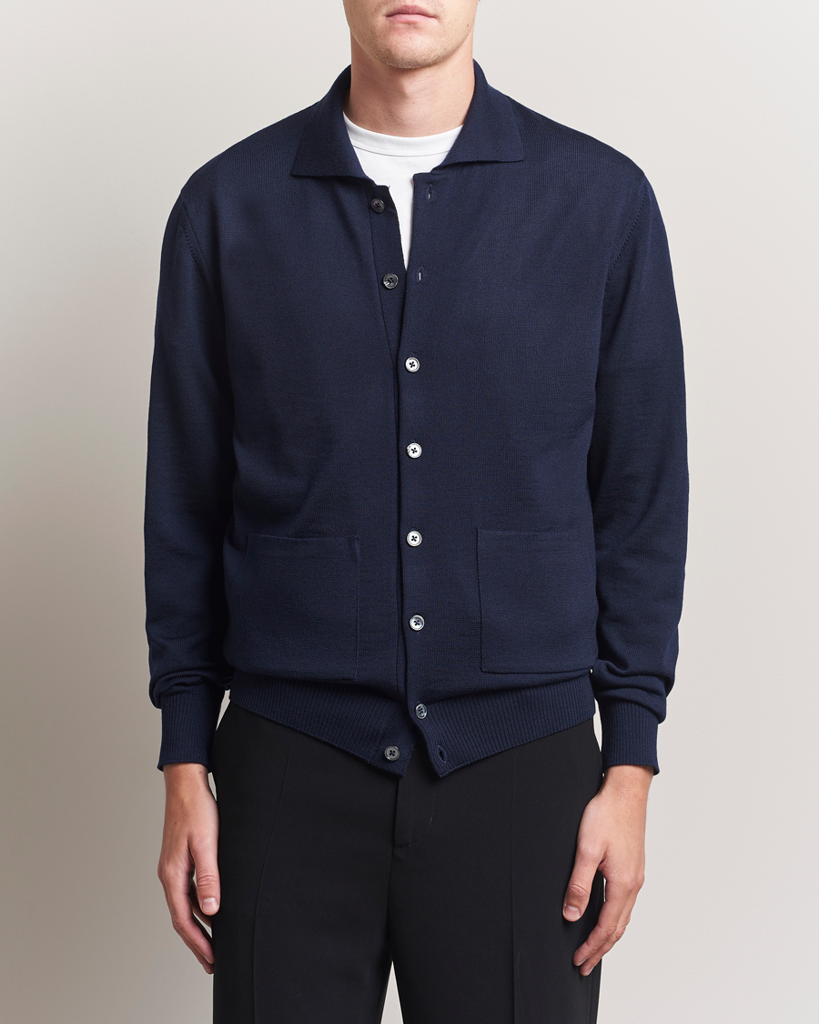 Herre | Trøjer | Stenströms | Merino Pocket Cardigan Navy