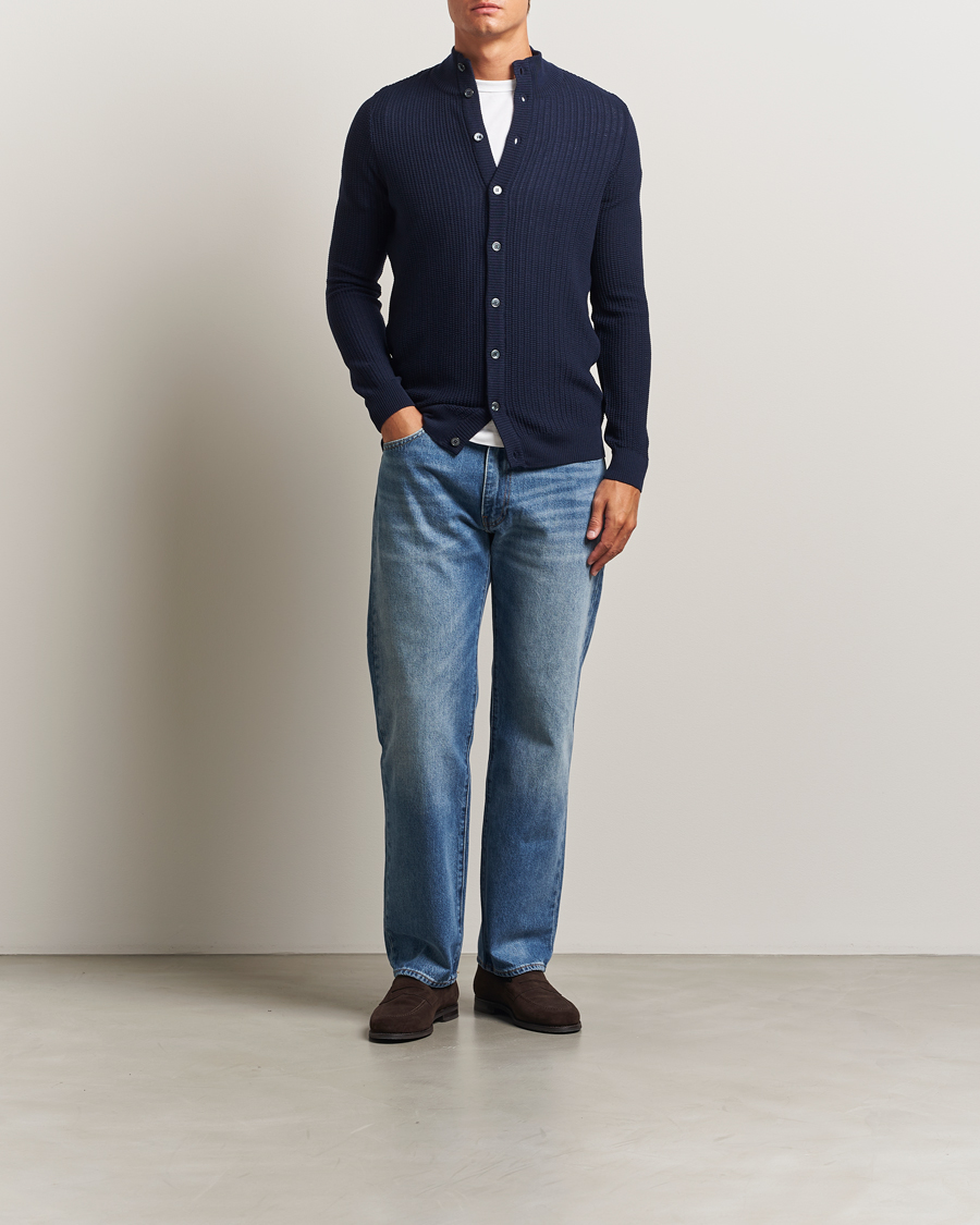 Herre | Trøjer | Stenströms | Knitted Structure Cardigan Navy