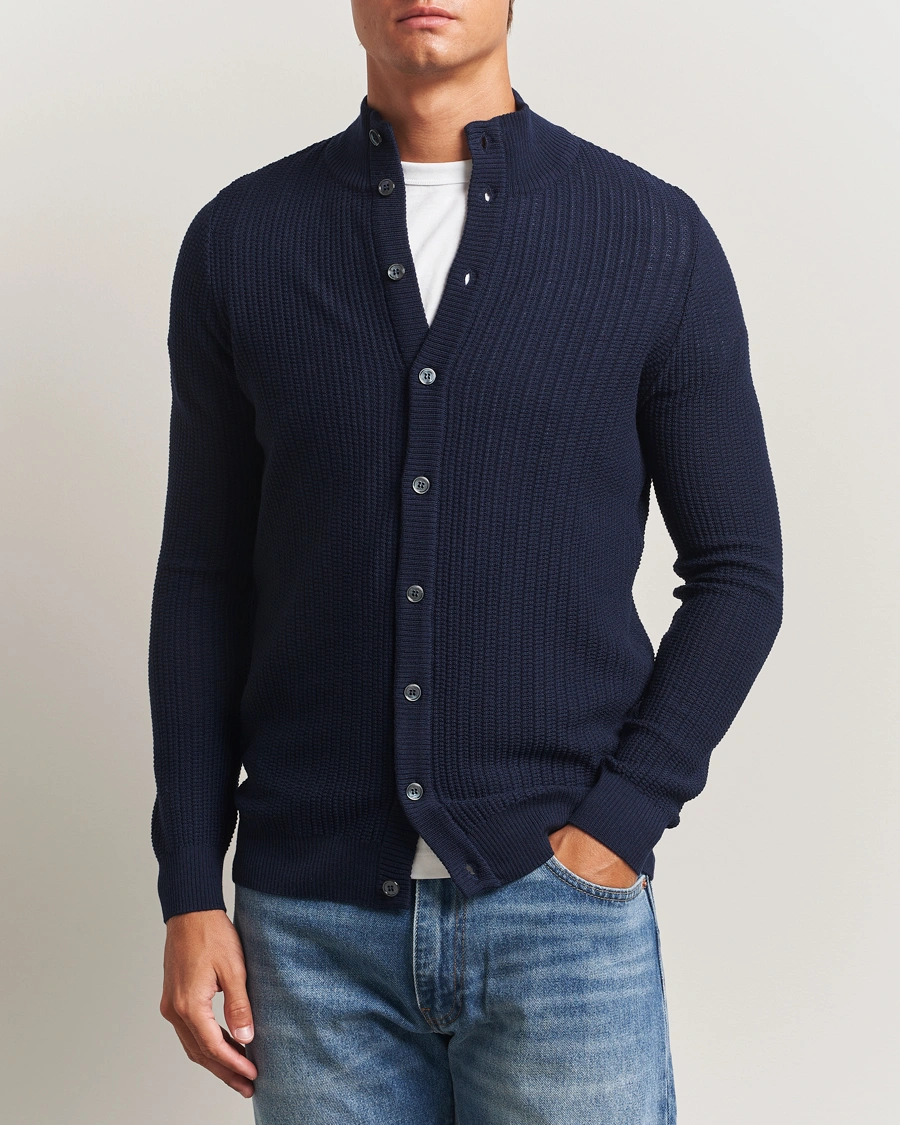 Herre | Trøjer | Stenströms | Knitted Structure Cardigan Navy