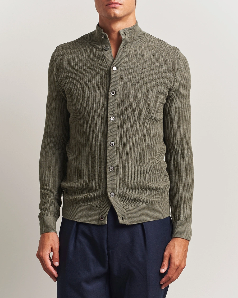 Herre | Trøjer | Stenströms | Knitted Structure Cardigan Green