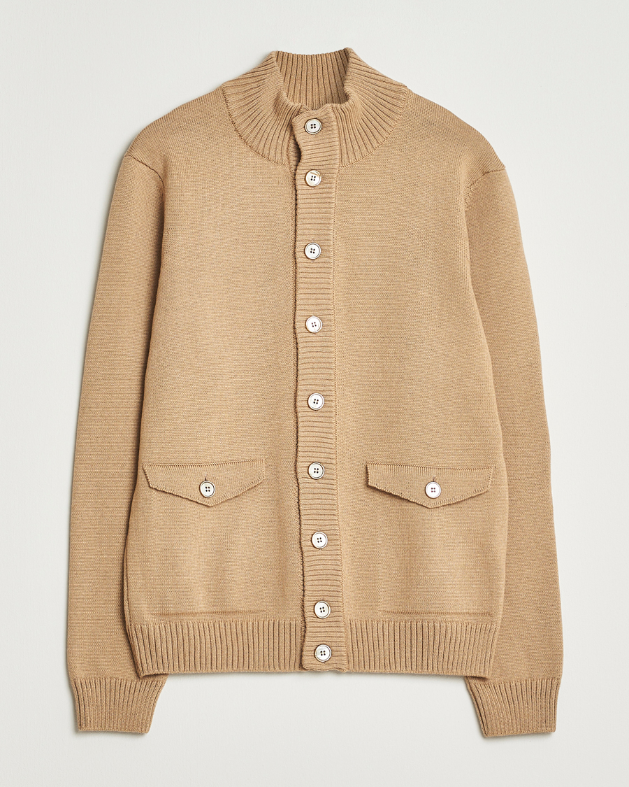 Herre | Trøjer | Stenströms | Chunky Knitted Merino Cardigan Beige