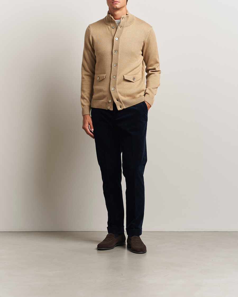 Herre | Trøjer | Stenströms | Chunky Knitted Merino Cardigan Beige