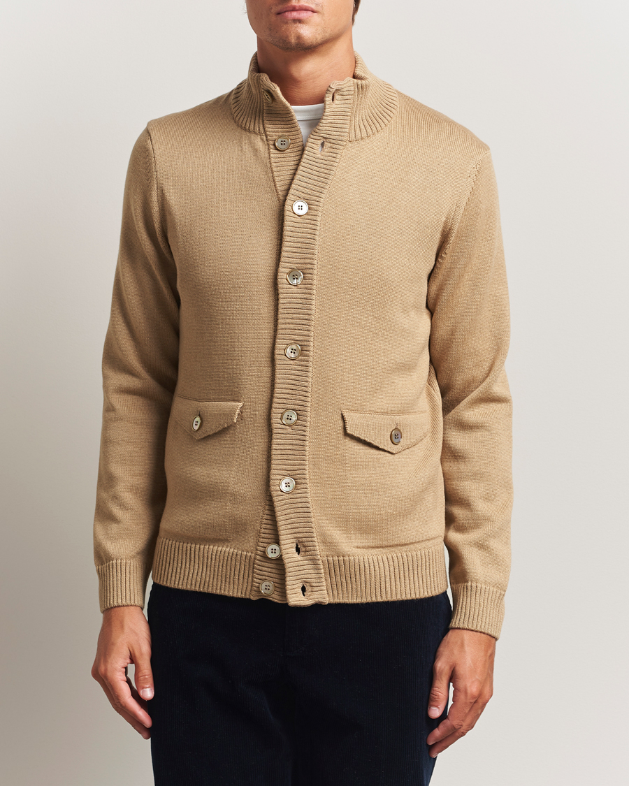 Herre | Trøjer | Stenströms | Chunky Knitted Merino Cardigan Beige