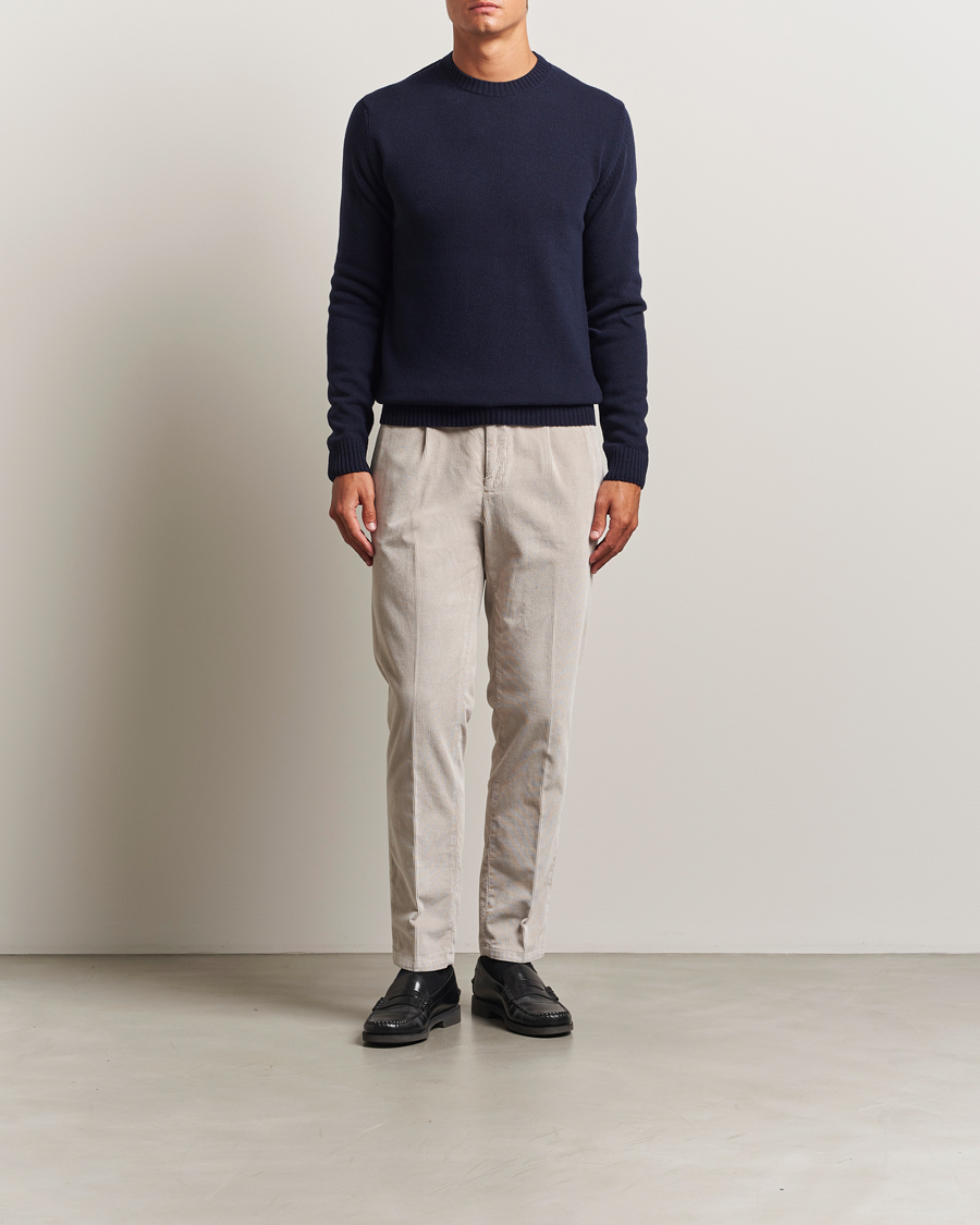 Herre | Trøjer | Stenströms | Brushed Merino Crew Neck Navy