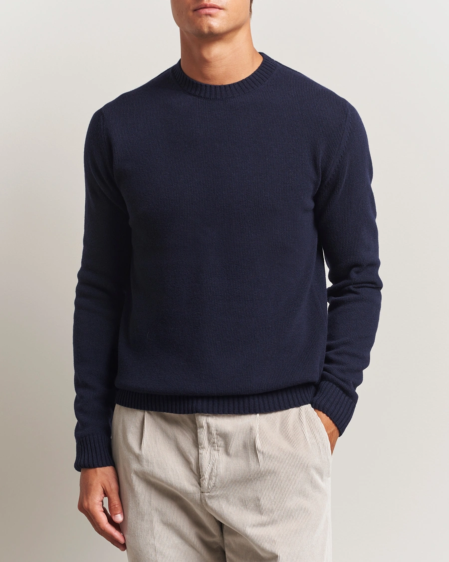 Herre | Trøjer | Stenströms | Brushed Merino Crew Neck Navy