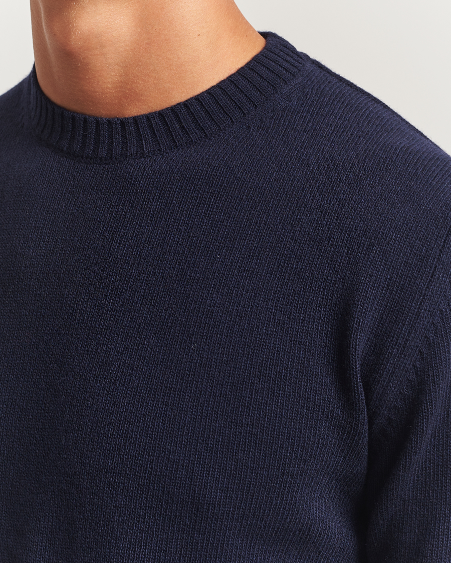 Herre | Trøjer | Stenströms | Brushed Merino Crew Neck Navy