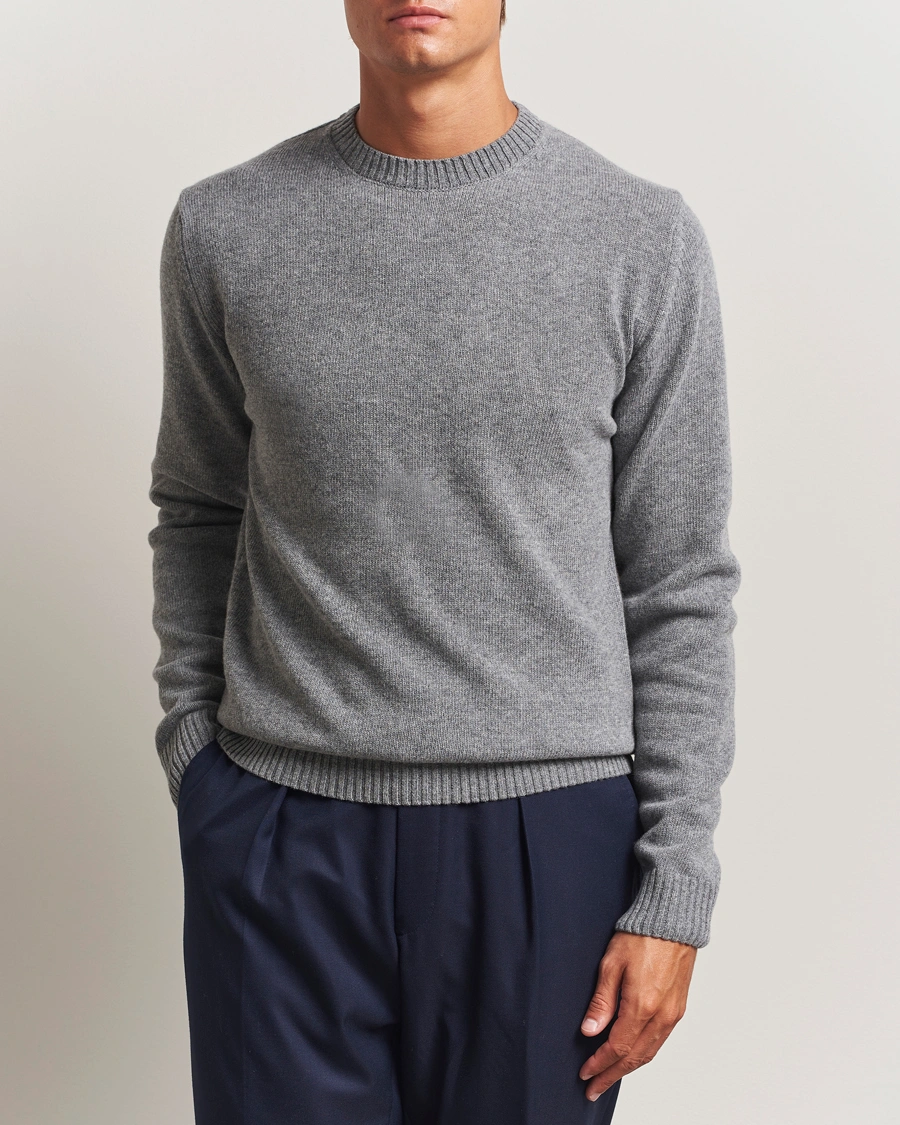 Herre | Trøjer | Stenströms | Brushed Merino Crew Neck Grey