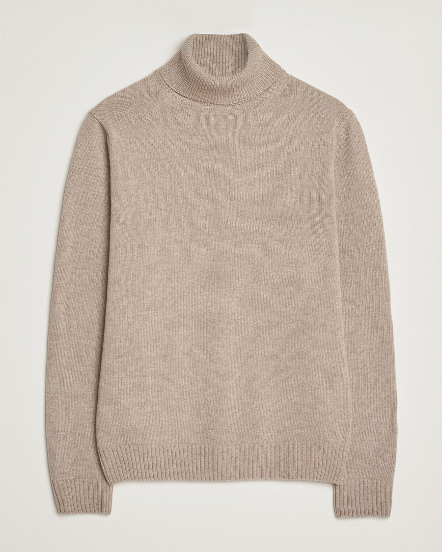 Herre | Trøjer | Stenströms | Brushed Merino Rollneck Light Brown