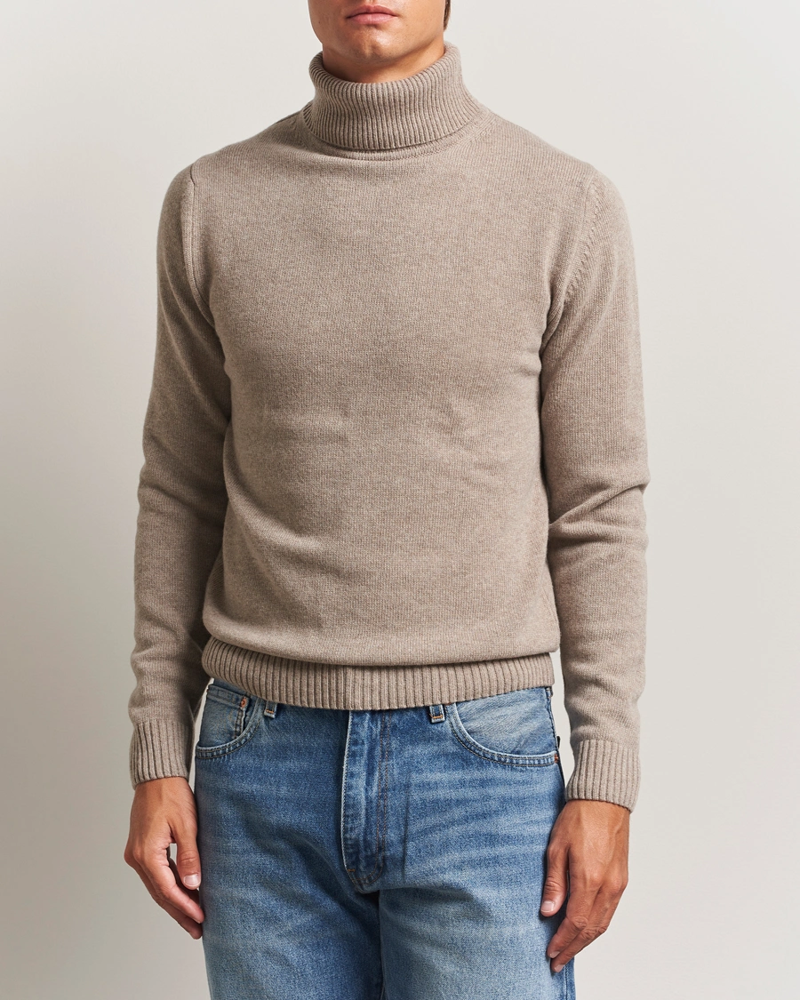 Herre | Trøjer | Stenströms | Brushed Merino Rollneck Light Brown
