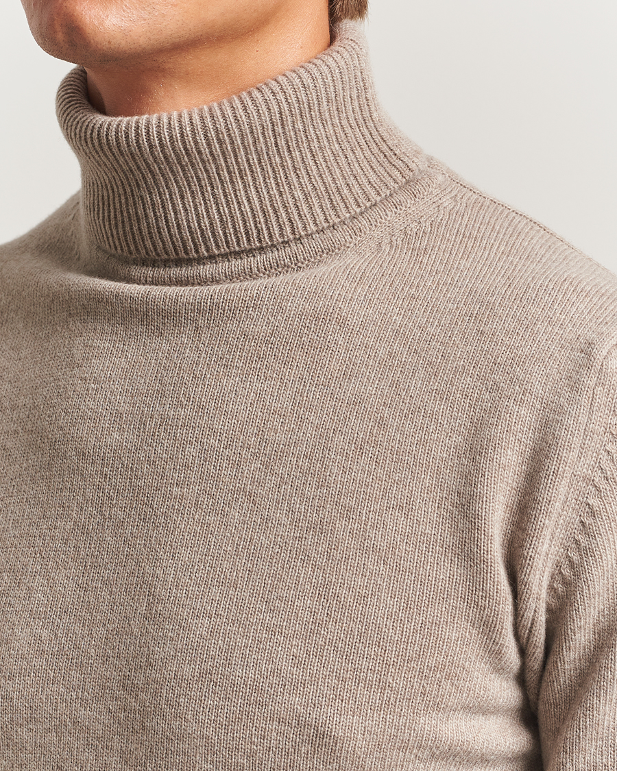 Herre | Trøjer | Stenströms | Brushed Merino Rollneck Light Brown