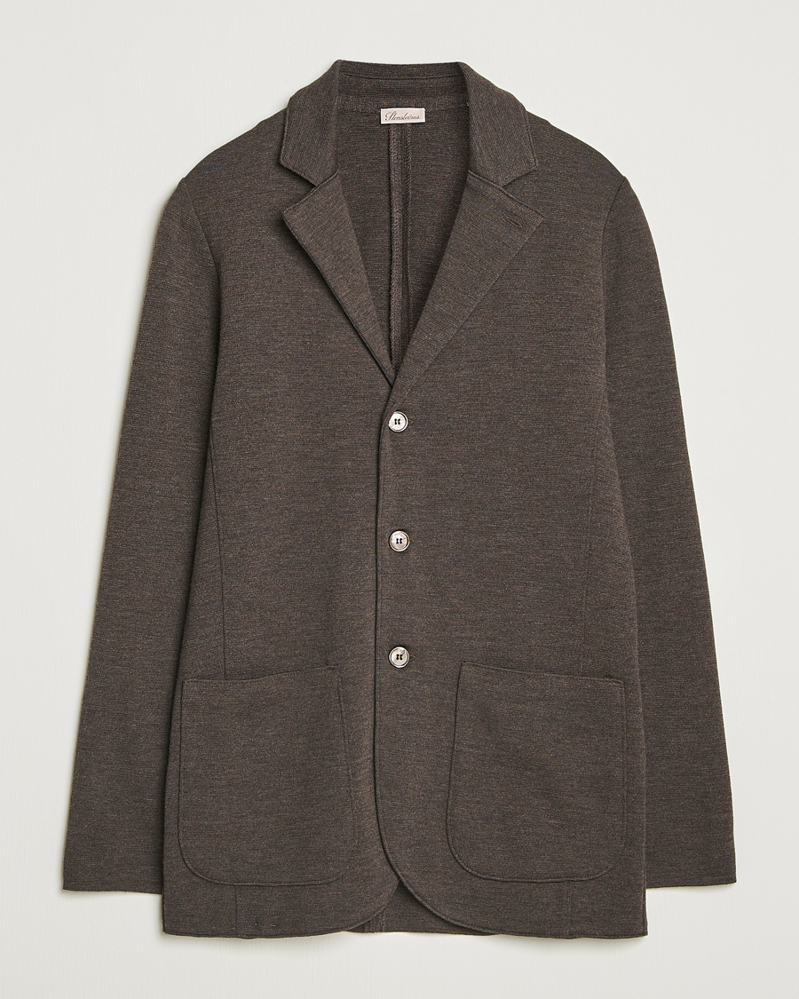 Herre | Blazere & jakker | Stenströms | Milano Knitted Merino Blazer Dark Brown