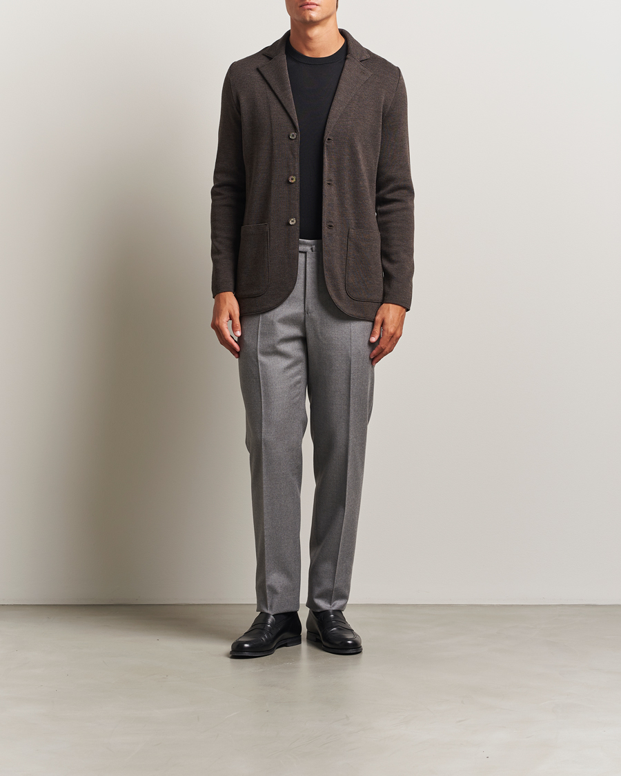 Herre | Blazere & jakker | Stenströms | Milano Knitted Merino Blazer Dark Brown