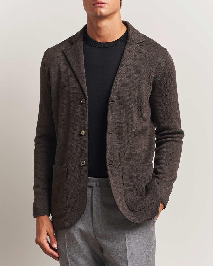Herre | Blazere & jakker | Stenströms | Milano Knitted Merino Blazer Dark Brown