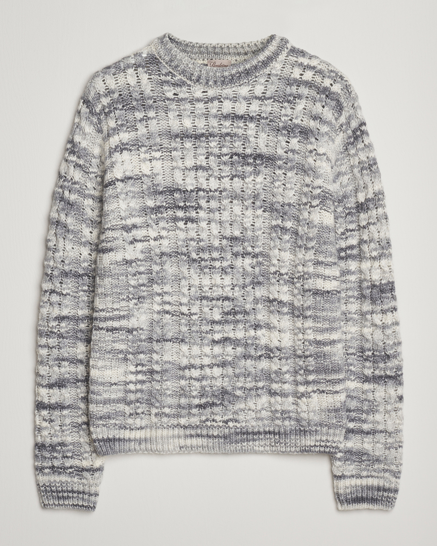 Herre | Trøjer | Stenströms | Alpacka Cable Knitted Crew Neck Grey