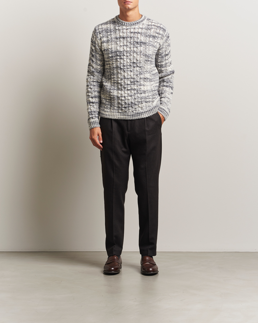 Herre | Trøjer | Stenströms | Alpacka Cable Knitted Crew Neck Grey