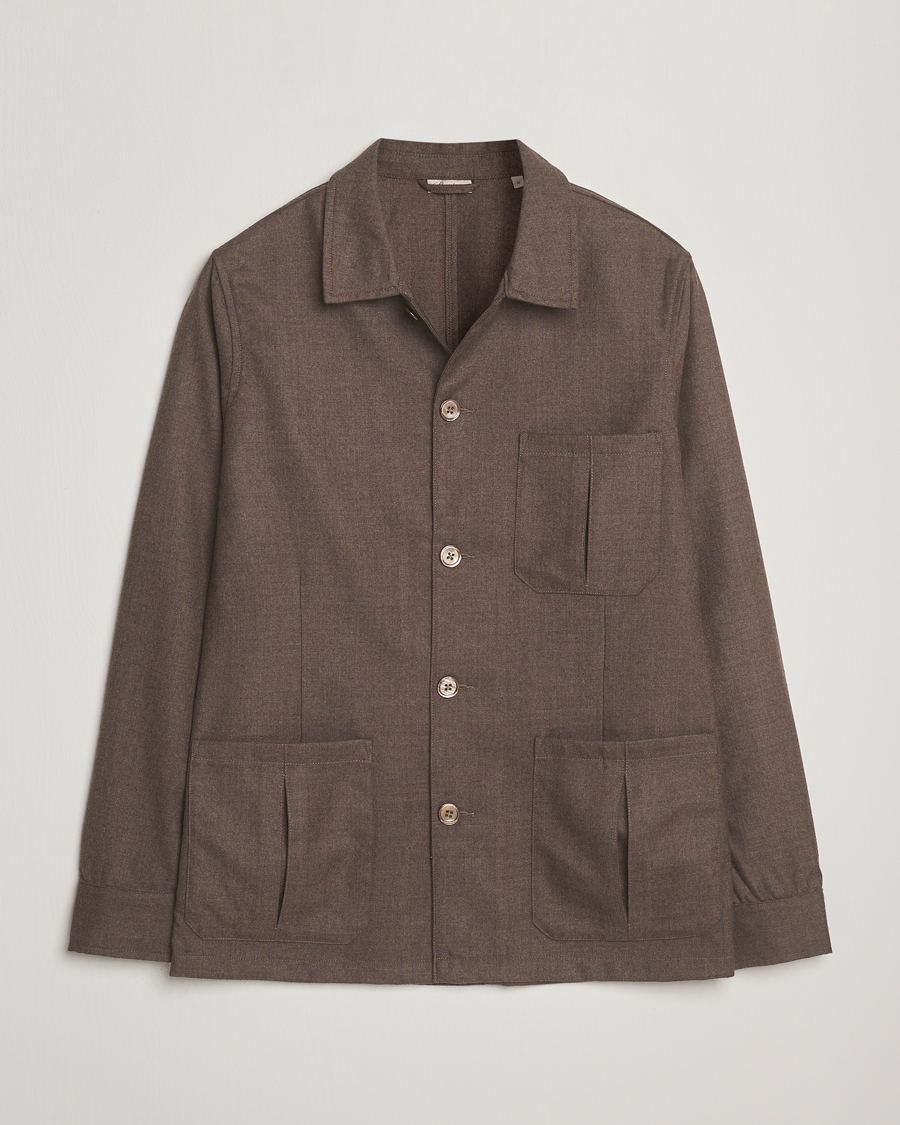 Herre | Skjorter | Stenströms | Wool Overshirt Brown