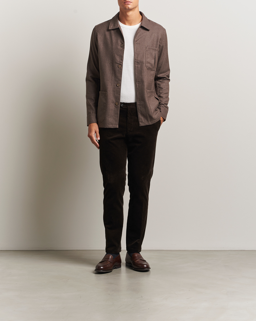 Herre | Skjorter | Stenströms | Wool Overshirt Brown