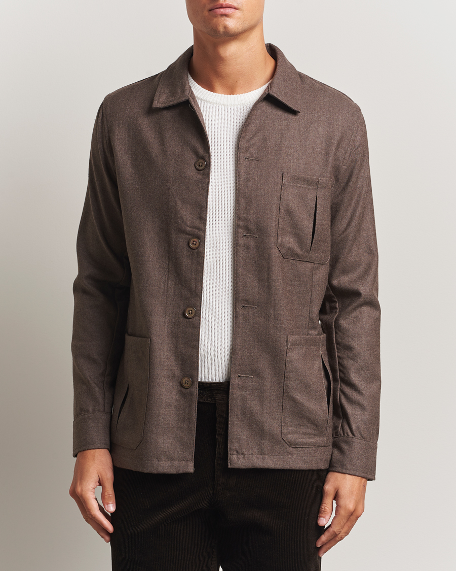 Herre | Skjorter | Stenströms | Wool Overshirt Brown