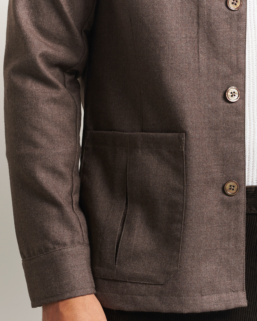 Herre | Skjorter | Stenströms | Wool Overshirt Brown