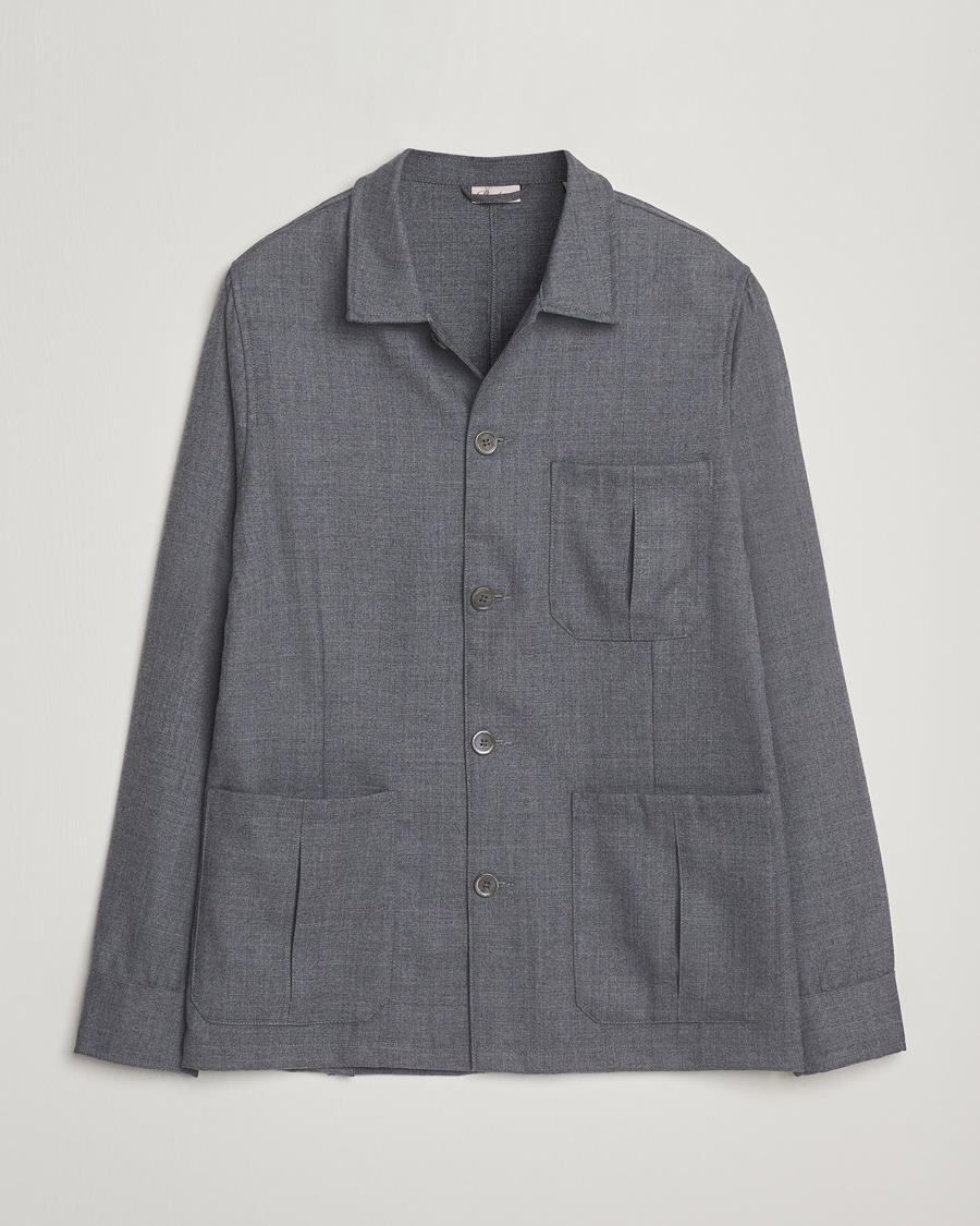 Herre | Skjorter | Stenströms | Wool Overshirt Grey