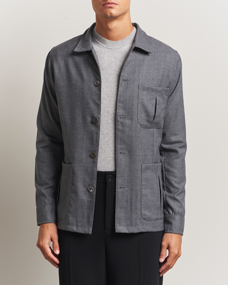 Herre | Skjorter | Stenströms | Wool Overshirt Grey