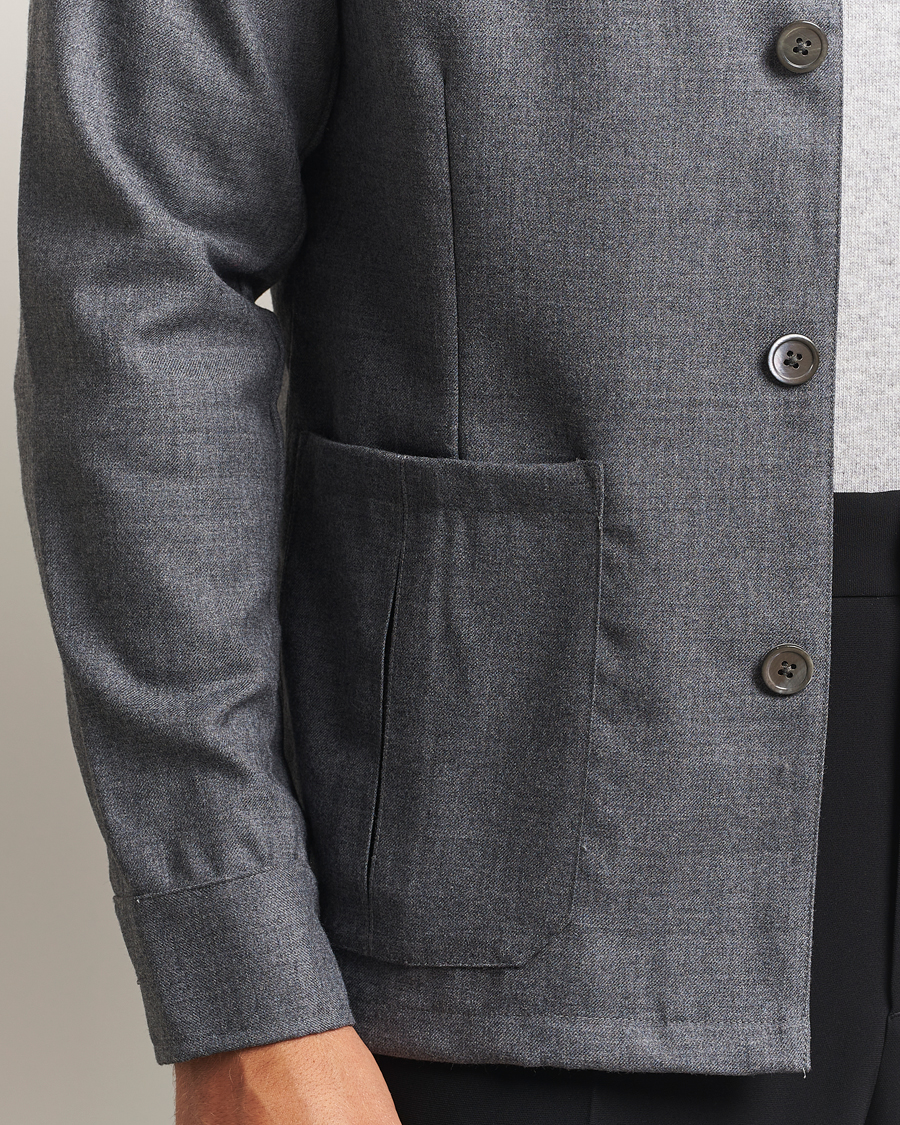 Herre | Skjorter | Stenströms | Wool Overshirt Grey