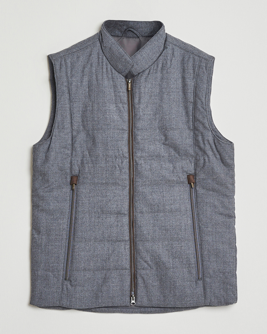 Herre | Veste | Stenströms | Wool Alcantara Detail Light Padded Vest Grey