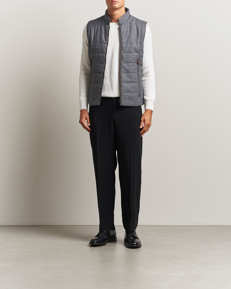 Herre | Veste | Stenströms | Wool Alcantara Detail Light Padded Vest Grey