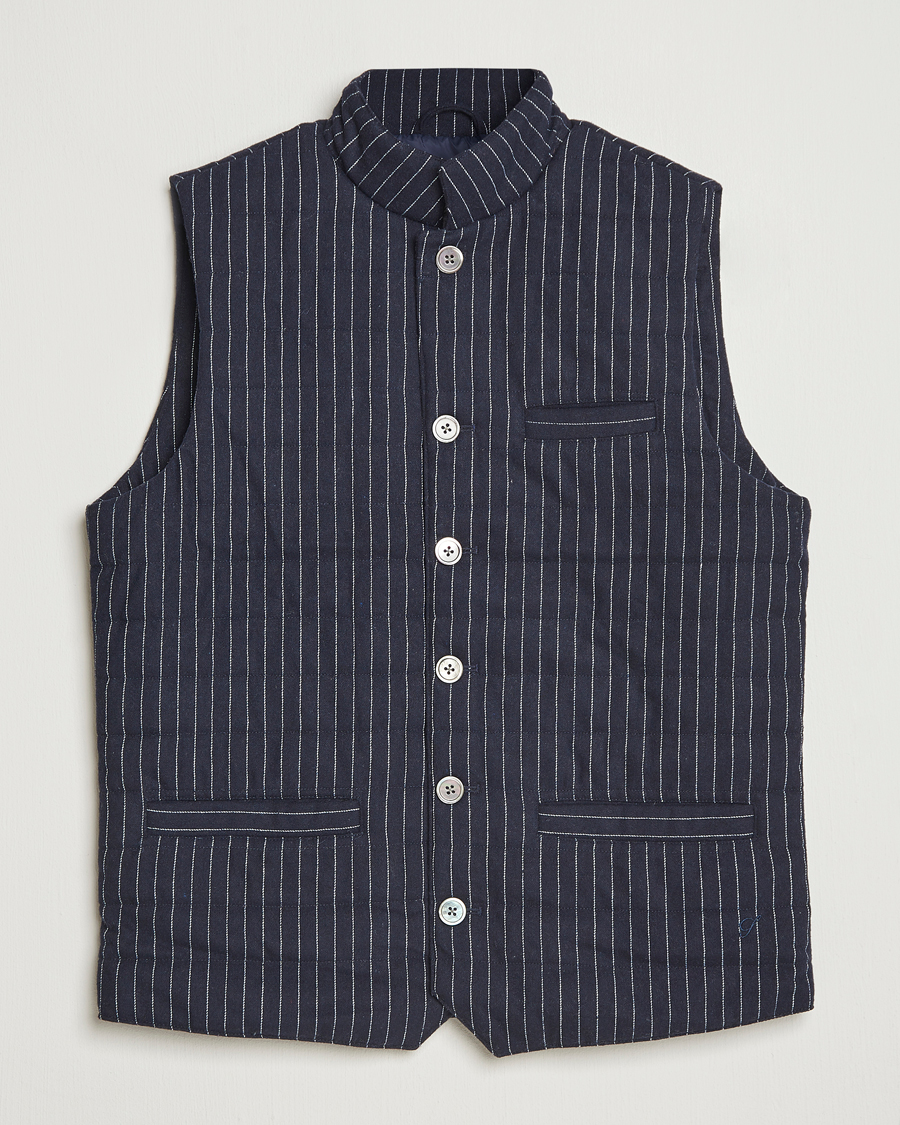 Herre | Veste | Stenströms | Wool Pinstripe Padded Vest Blue
