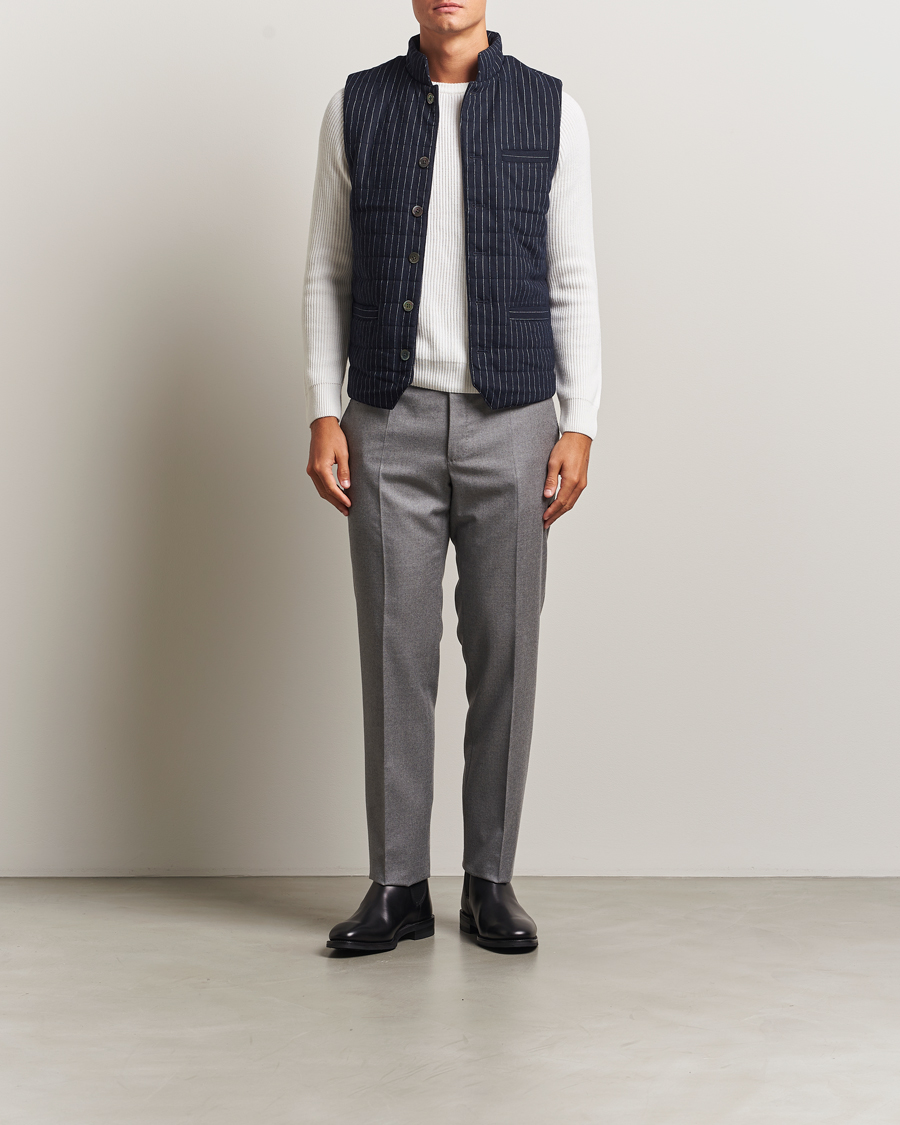 Herre | Veste | Stenströms | Wool Pinstripe Padded Vest Blue