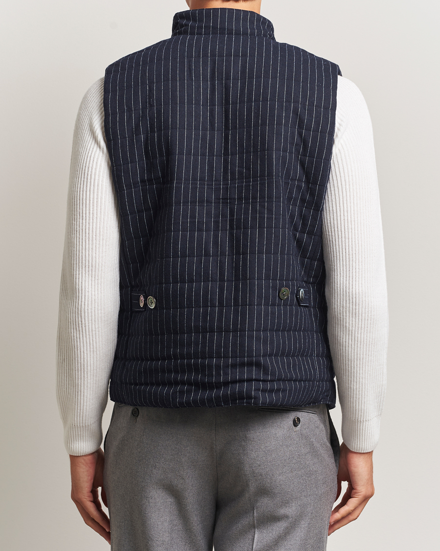 Herre | Veste | Stenströms | Wool Pinstripe Padded Vest Blue