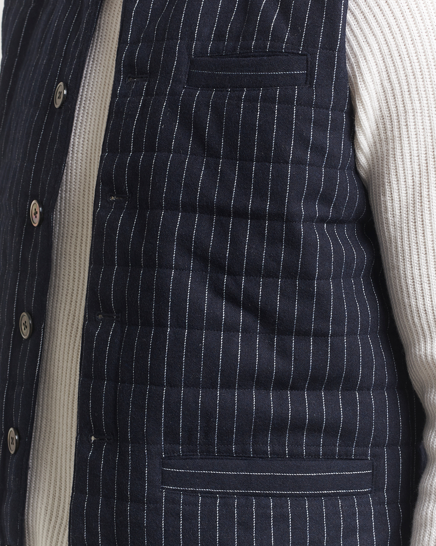 Herre | Veste | Stenströms | Wool Pinstripe Padded Vest Blue